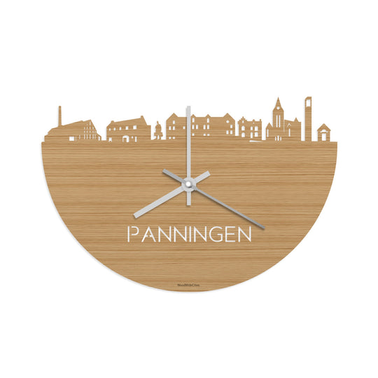 Skyline Klok Panningen Bamboe houten cadeau decoratie relatiegeschenk van WoodWideCities