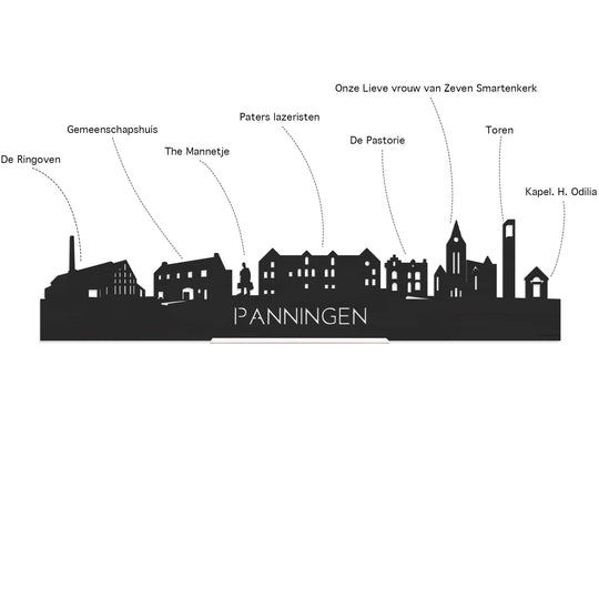 Skyline Klok Panningen Metallic Goud gerecycled kunststof cadeau decoratie relatiegeschenk van WoodWideCities