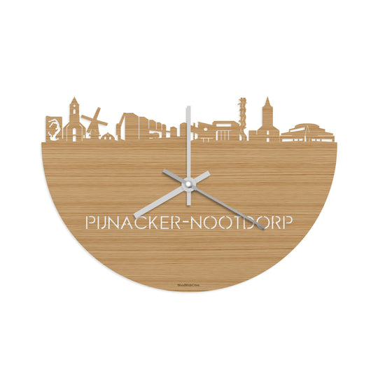 Skyline Klok Pijnacker-Nootdorp Bamboe houten cadeau decoratie relatiegeschenk van WoodWideCities