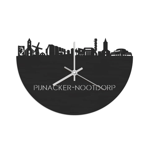 Skyline Klok Pijnacker-Nootdorp Black Zwart houten cadeau decoratie relatiegeschenk van WoodWideCities