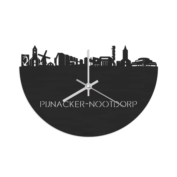 Skyline Klok Pijnacker-Nootdorp Black Zwart houten cadeau decoratie relatiegeschenk van WoodWideCities