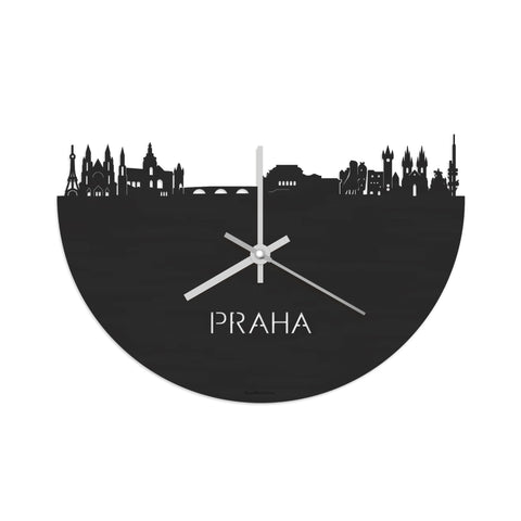 Skyline Klok Praha Black Zwart houten cadeau decoratie relatiegeschenk van WoodWideCities