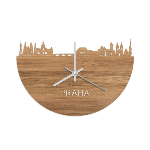 Skyline Klok Praha Eiken houten cadeau decoratie relatiegeschenk van WoodWideCities