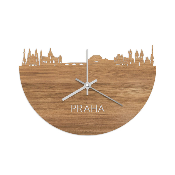 Skyline Klok Praha Eiken houten cadeau decoratie relatiegeschenk van WoodWideCities