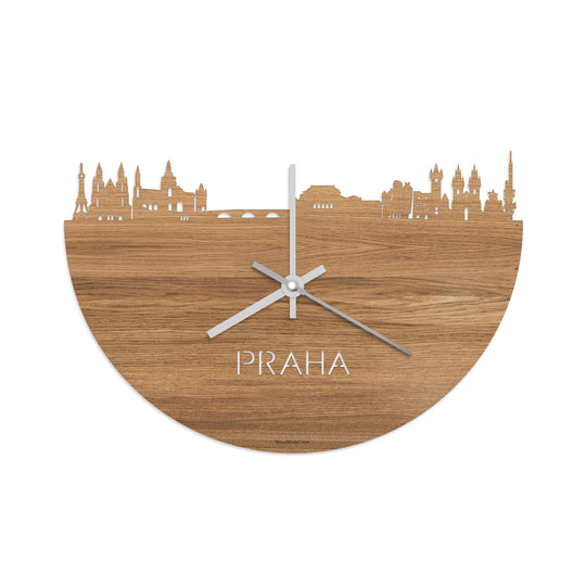 Skyline Klok Praha Eiken houten cadeau decoratie relatiegeschenk van WoodWideCities