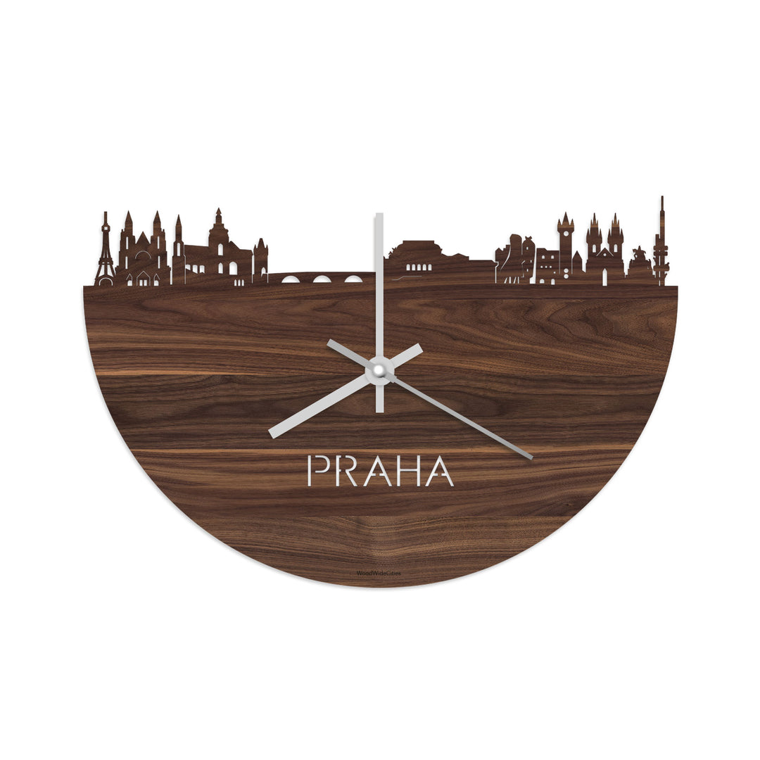 Skyline Klok Praha Noten houten cadeau decoratie relatiegeschenk van WoodWideCities