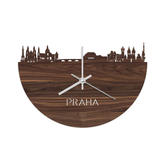 Skyline Klok Praha Noten houten cadeau decoratie relatiegeschenk van WoodWideCities