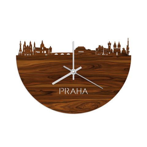 Skyline Klok Praha Palissander houten cadeau decoratie relatiegeschenk van WoodWideCities