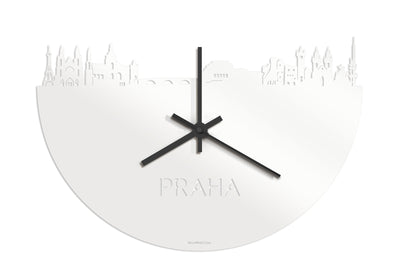 Skyline Clock Prague White Glossy