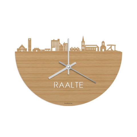 Skyline Klok Raalte Bamboe houten cadeau decoratie relatiegeschenk van WoodWideCities