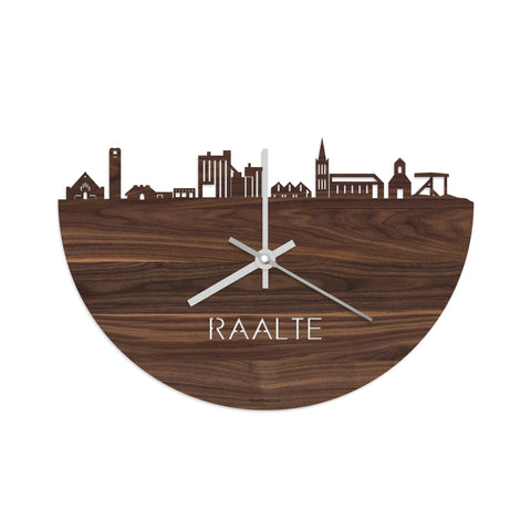 Skyline Klok Raalte Noten houten cadeau decoratie relatiegeschenk van WoodWideCities