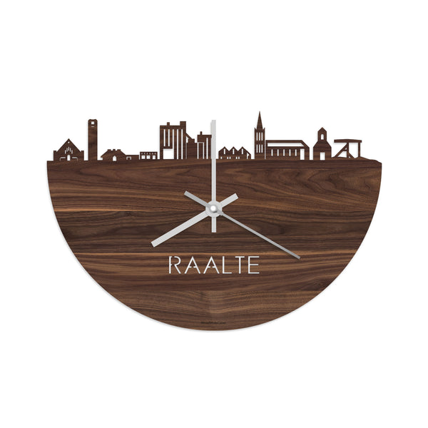 Skyline Klok Raalte Noten houten cadeau decoratie relatiegeschenk van WoodWideCities