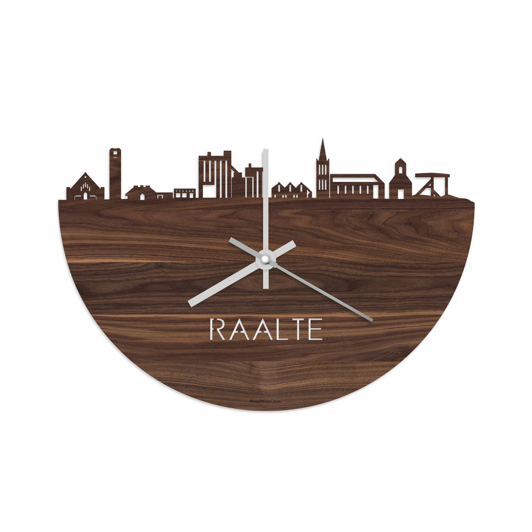Skyline Klok Raalte Noten houten cadeau decoratie relatiegeschenk van WoodWideCities