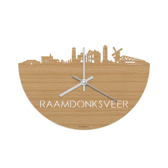 Skyline Klok Raamdonksveer Bamboe houten cadeau decoratie relatiegeschenk van WoodWideCities