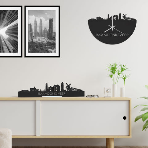 Skyline Klok Raamdonksveer Black Zwart houten cadeau decoratie relatiegeschenk van WoodWideCities