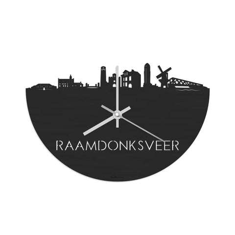 Skyline Klok Raamdonksveer Black Zwart houten cadeau decoratie relatiegeschenk van WoodWideCities