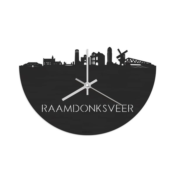 Skyline Klok Raamdonksveer Black Zwart houten cadeau decoratie relatiegeschenk van WoodWideCities