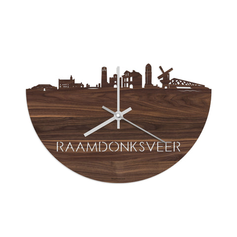 Skyline Klok Raamdonksveer Noten houten cadeau decoratie relatiegeschenk van WoodWideCities