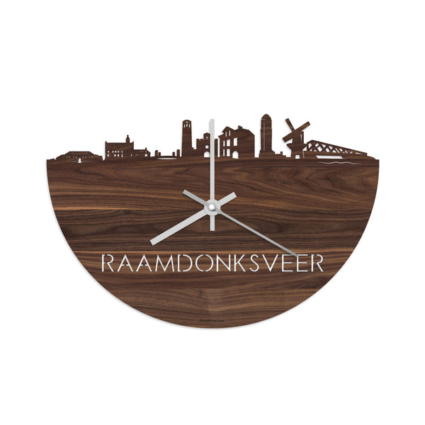 Skyline Klok Raamdonksveer Noten houten cadeau decoratie relatiegeschenk van WoodWideCities