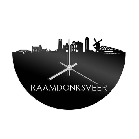 Skyline Klok Raamdonksveer Zwart glanzend gerecycled kunststof cadeau decoratie relatiegeschenk van WoodWideCities