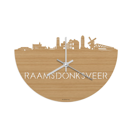 Skyline Klok Raamsdonksveer Bamboe houten cadeau decoratie relatiegeschenk van WoodWideCities
