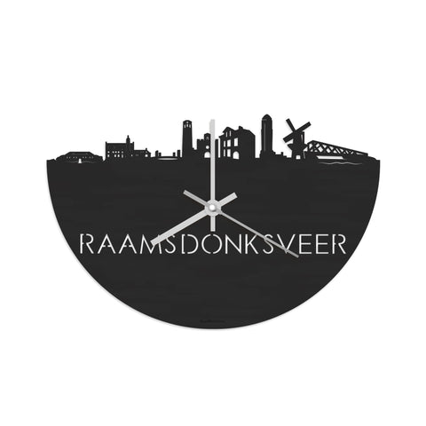 Skyline Klok Raamsdonksveer Black Zwart houten cadeau decoratie relatiegeschenk van WoodWideCities