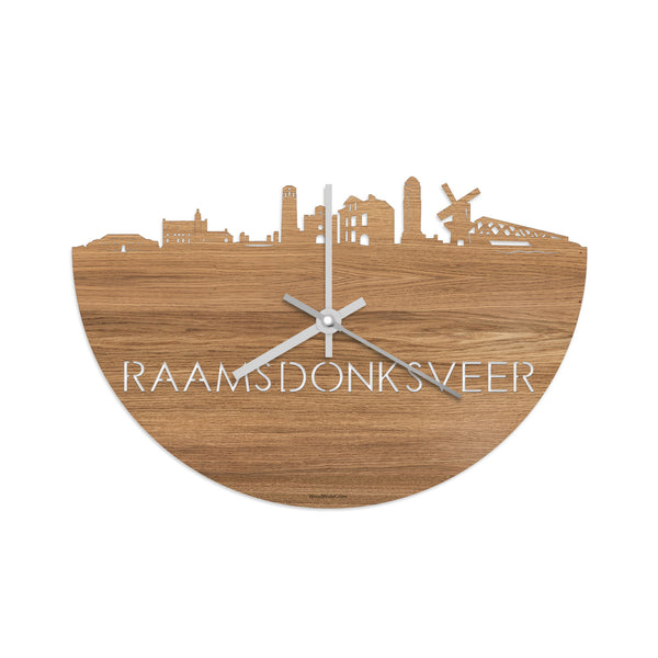 Skyline Klok Raamsdonksveer Eiken houten cadeau decoratie relatiegeschenk van WoodWideCities