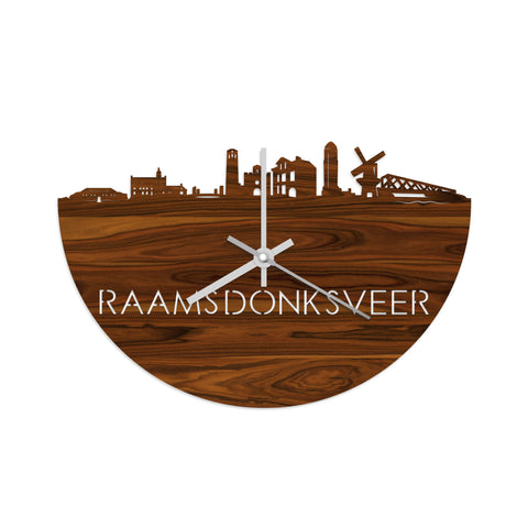 Skyline Klok Raamsdonksveer Palissander houten cadeau decoratie relatiegeschenk van WoodWideCities