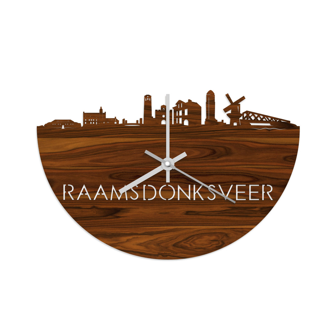 Skyline Klok Raamsdonksveer Palissander houten cadeau decoratie relatiegeschenk van WoodWideCities