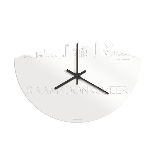 Skyline Klok Raamsdonksveer Wit glanzend gerecycled kunststof cadeau decoratie relatiegeschenk van WoodWideCities