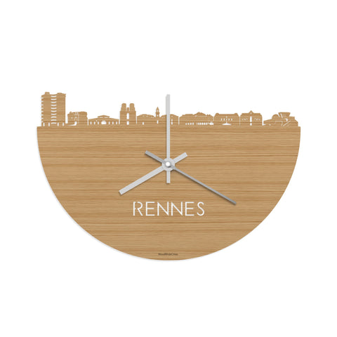 Skyline Klok Rennes Bamboe houten cadeau decoratie relatiegeschenk van WoodWideCities