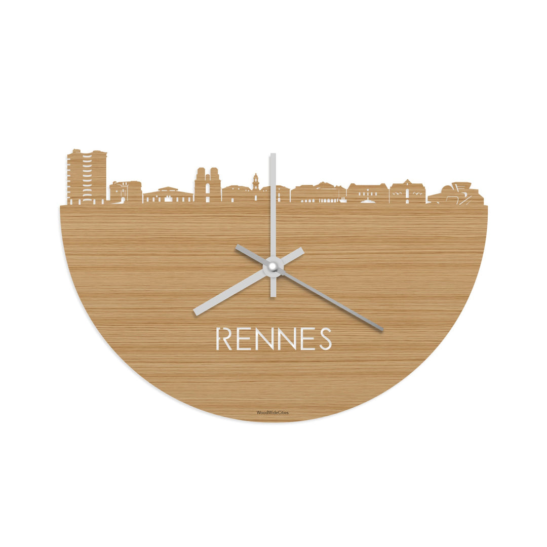 Skyline Klok Rennes Bamboe houten cadeau decoratie relatiegeschenk van WoodWideCities
