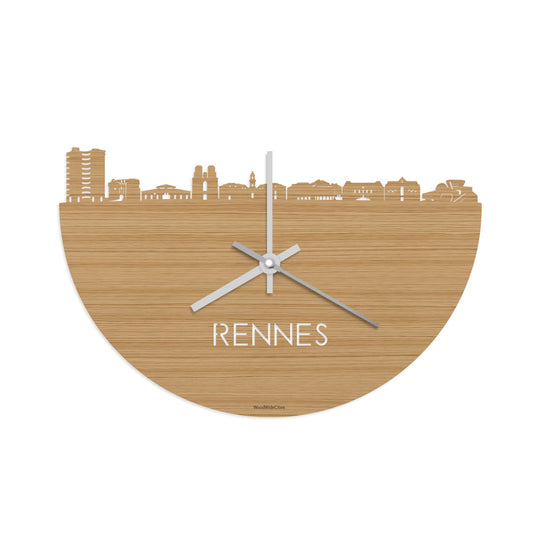 Skyline Klok Rennes Bamboe houten cadeau decoratie relatiegeschenk van WoodWideCities