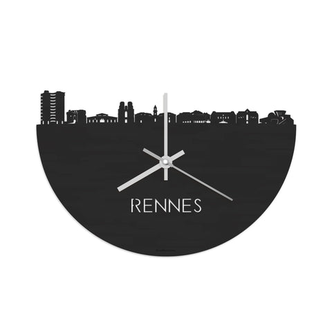 Skyline Klok Rennes Black Zwart houten cadeau decoratie relatiegeschenk van WoodWideCities