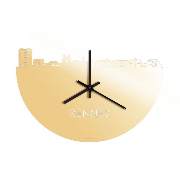 Skyline Klok Rennes Metallic Goud gerecycled kunststof cadeau decoratie relatiegeschenk van WoodWideCities