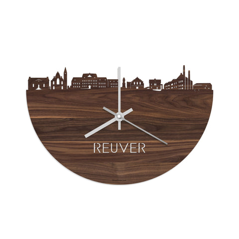 Skyline Klok Reuver Noten houten cadeau decoratie relatiegeschenk van WoodWideCities