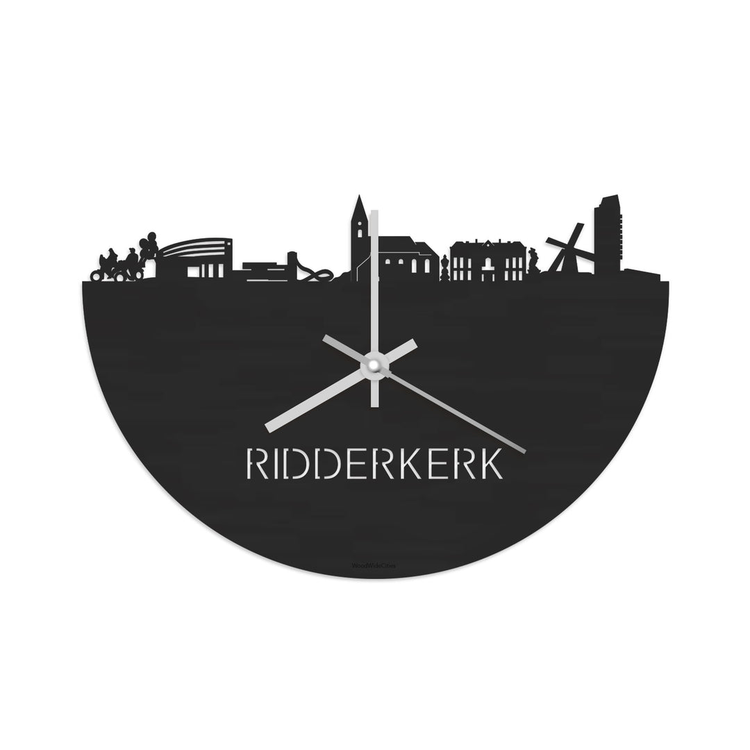 Skyline Klok Ridderkerk Black Zwart houten cadeau decoratie relatiegeschenk van WoodWideCities