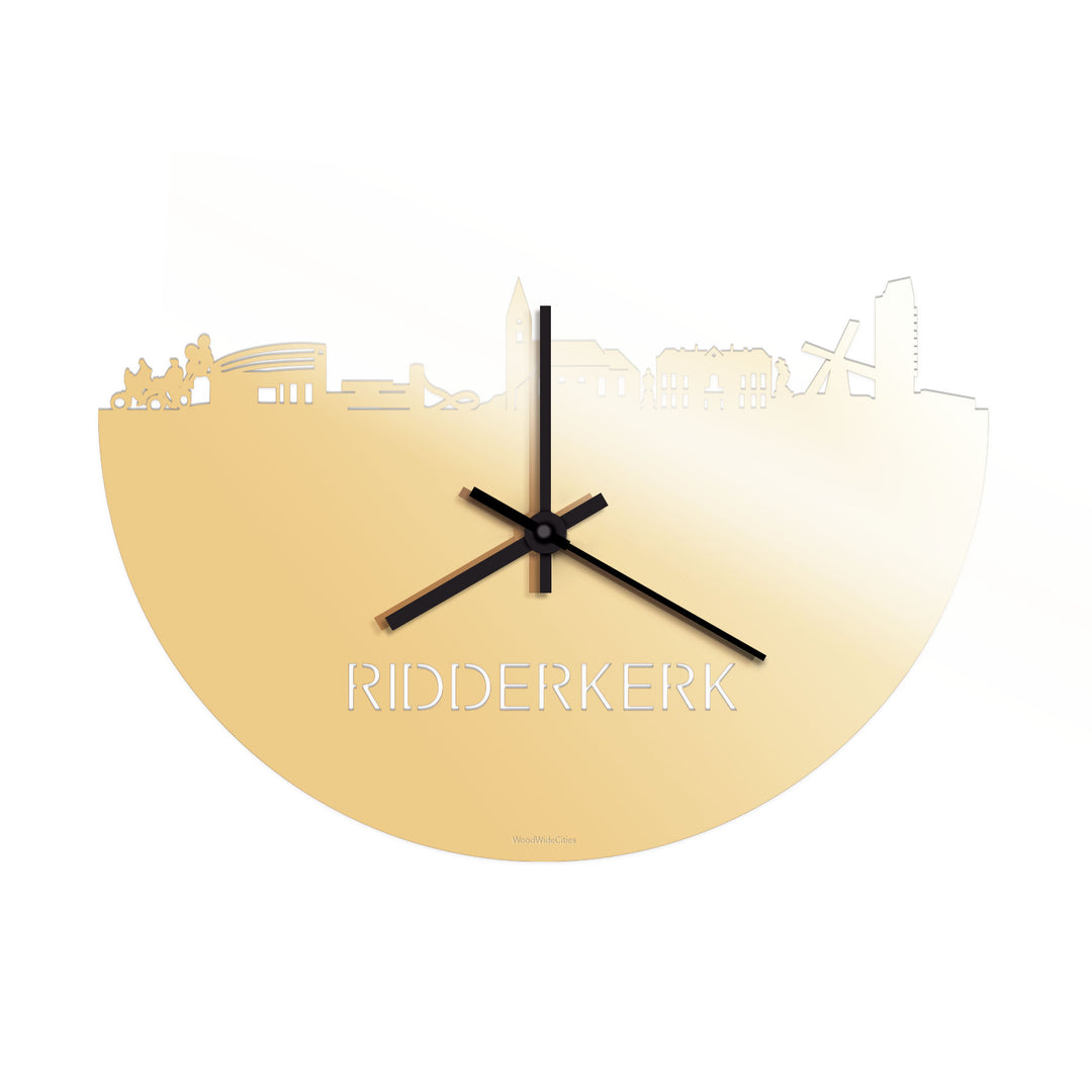Skyline Klok Ridderkerk Metallic Goud gerecycled kunststof cadeau decoratie relatiegeschenk van WoodWideCities