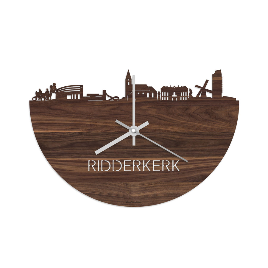 Skyline Klok Ridderkerk Noten houten cadeau decoratie relatiegeschenk van WoodWideCities