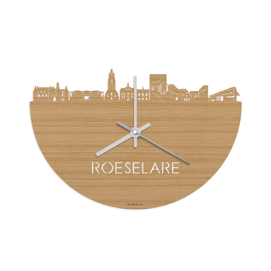 Skyline Klok Roeselare Bamboe houten cadeau decoratie relatiegeschenk van WoodWideCities