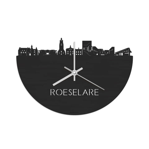 Skyline Klok Roeselare Black Zwart houten cadeau decoratie relatiegeschenk van WoodWideCities