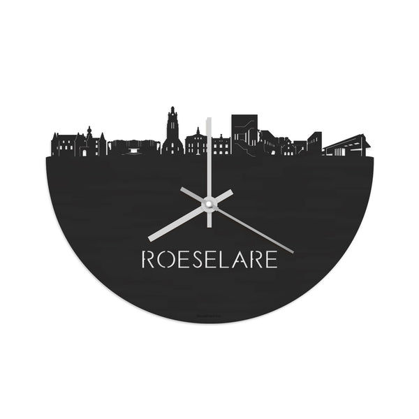 Skyline Klok Roeselare Black Zwart houten cadeau decoratie relatiegeschenk van WoodWideCities