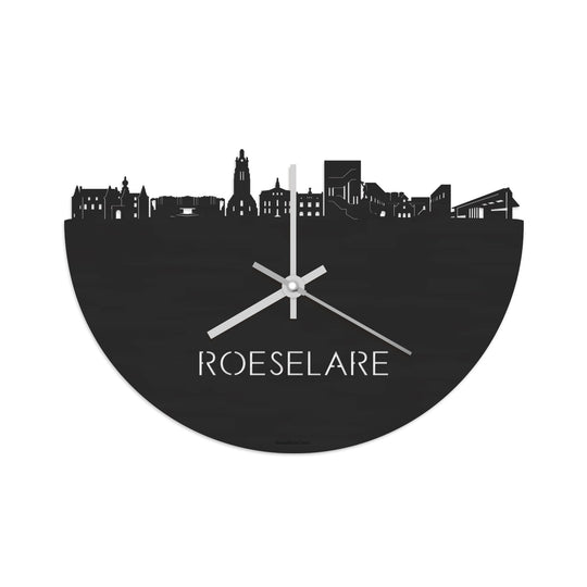 Skyline Klok Roeselare Black Zwart houten cadeau decoratie relatiegeschenk van WoodWideCities