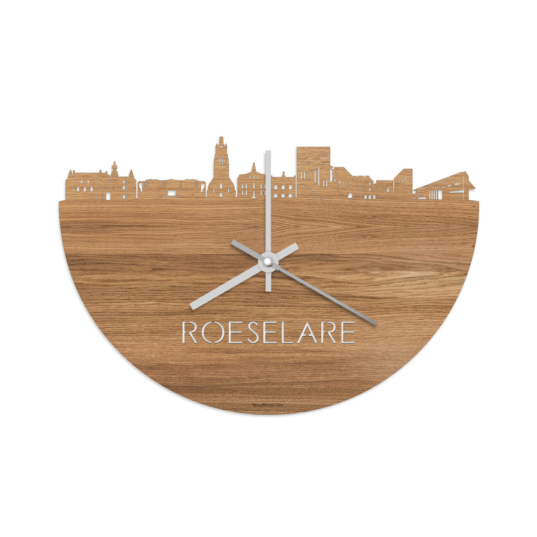 Skyline Klok Roeselare Eiken houten cadeau decoratie relatiegeschenk van WoodWideCities