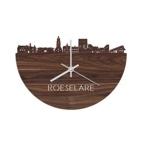 Skyline Klok Roeselare Noten houten cadeau decoratie relatiegeschenk van WoodWideCities