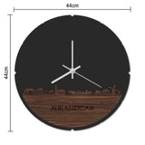 Skyline Klok Rond Alblasserdam Noten houten cadeau decoratie relatiegeschenk van WoodWideCities