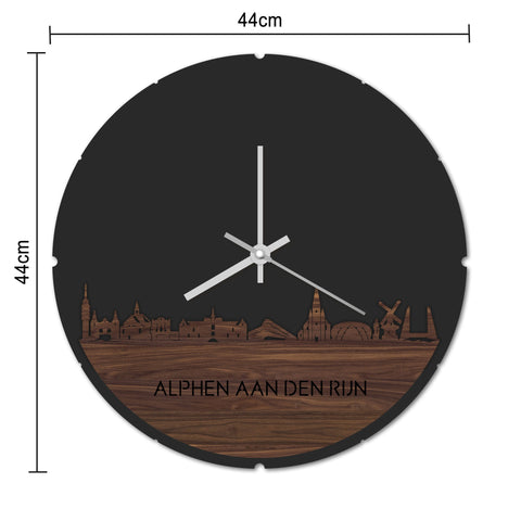 Skyline Klok Rond Alphen aan den Rijn Bamboe houten cadeau decoratie relatiegeschenk van WoodWideCities
