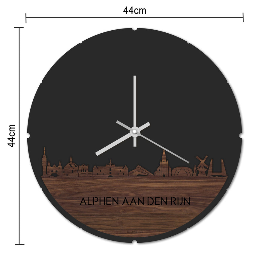 Skyline Klok Rond Alphen aan den Rijn Wit glanzend gerecycled kunststof cadeau decoratie relatiegeschenk van WoodWideCities
