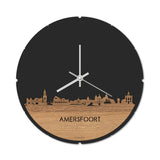 Skyline Klok Rond Amersfoort Eiken houten cadeau decoratie relatiegeschenk van WoodWideCities