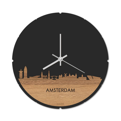 Skyline Klok Rond Amsterdam Eiken
